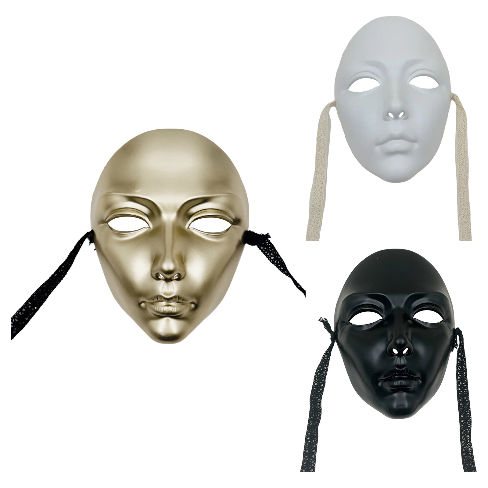 

1Pc Halloween Unisex Men Women Carnival Ghost Cosplay Plastic Visible Self-tied Costume Mask Party Prop for Ball Masquerade