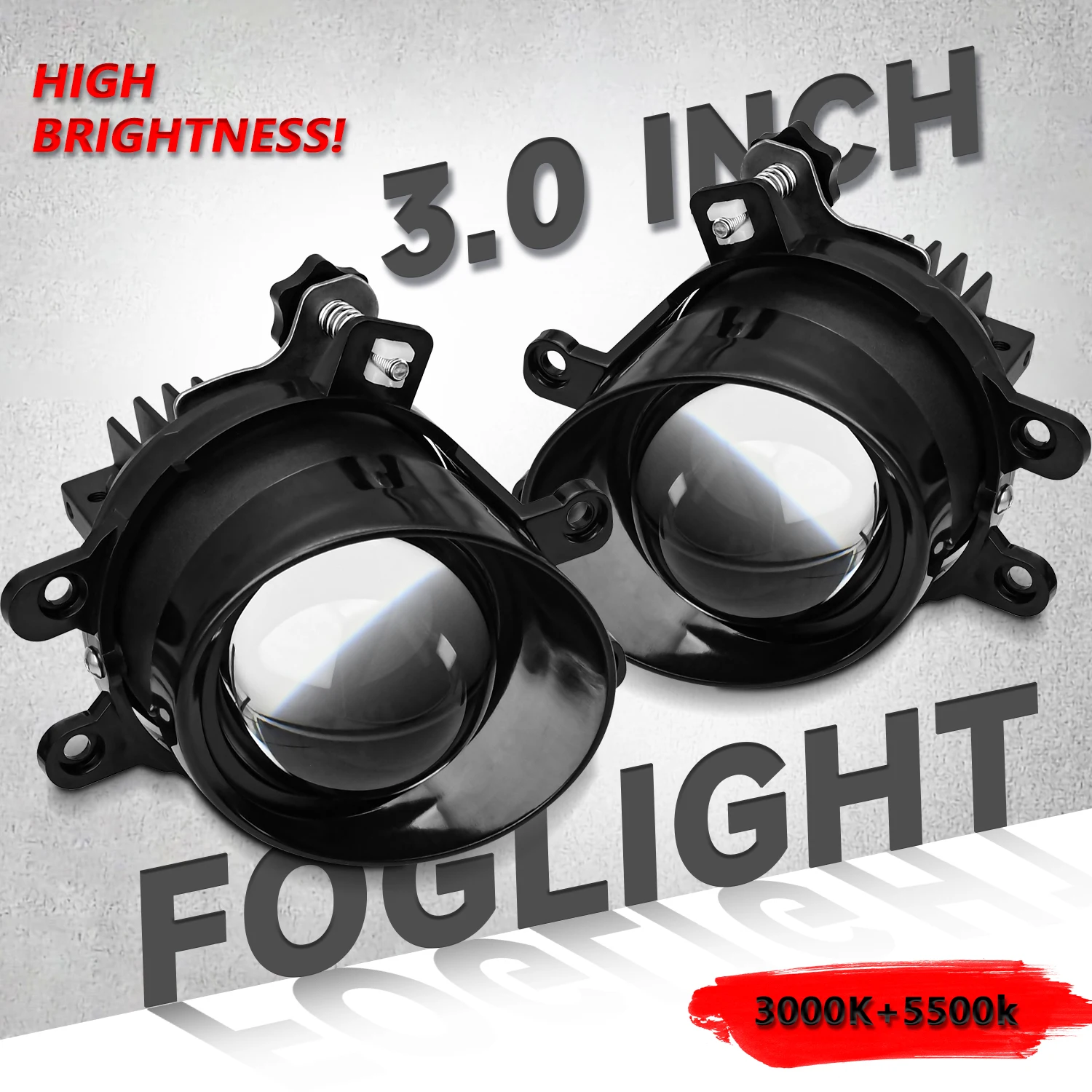 2pcs 3Inch Double Matrix Bi-LED Fog Projector Lens for Focus/Toyota/Honda Universal Retrofit Car Styling PTF Hyperboloid