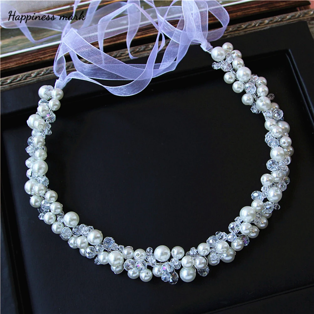

Pearl Headband Bridal Hair Accessories Crystal Crown Wedding Dress Vintage Bridesmaid Women Artificial Pearl Rhinestone Alloy