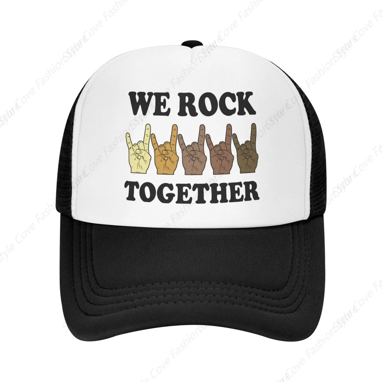 

We Rock Together Trucker Hat Funny Hats Fashion Baseball Hat Breathable Adult Outdoor Mesh Hat Travelling Sun Protection Cap