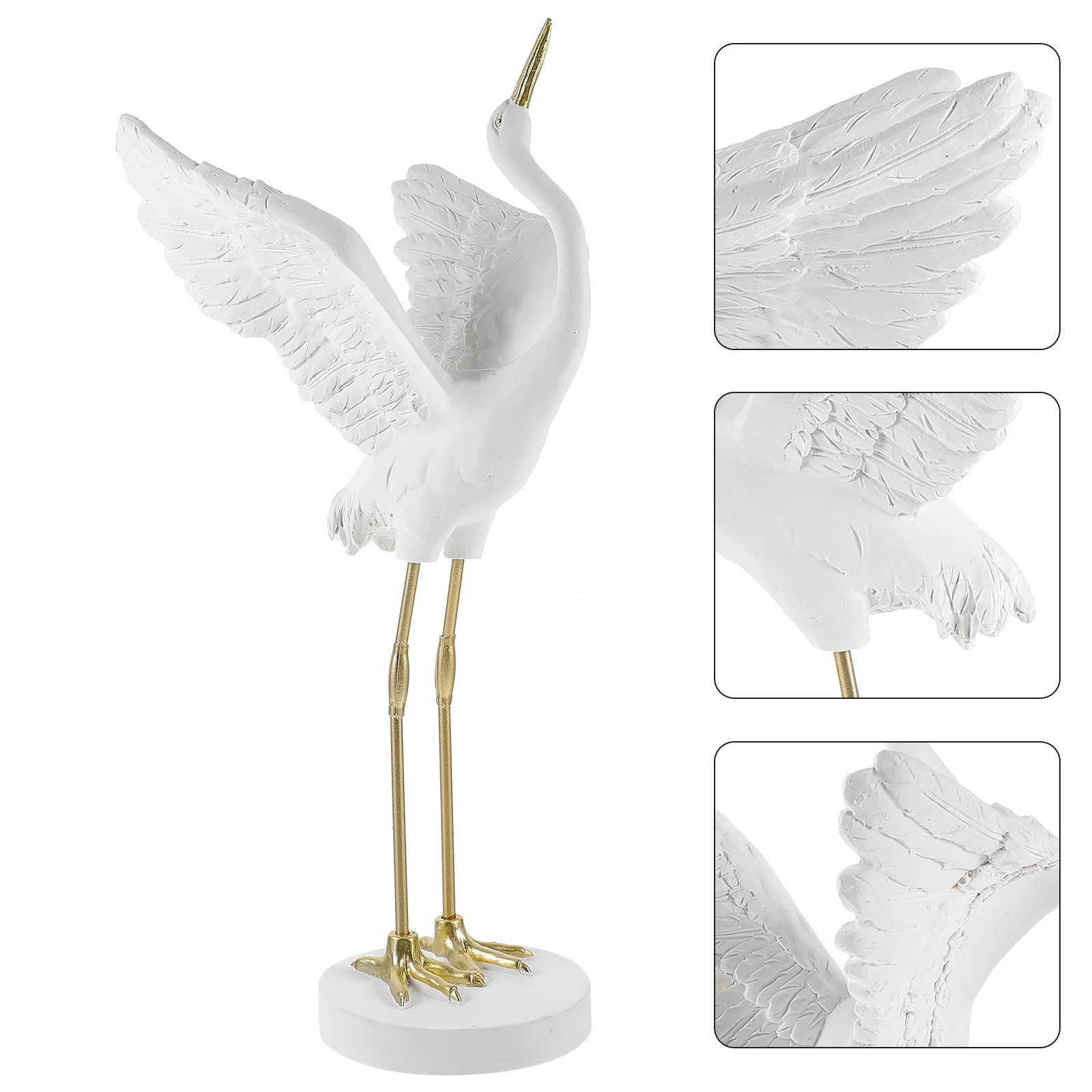 

1Pcs Crane Ornament Resin Decorative Craft Elegant Desktop Home Office Stylish Resin Crane Decor Stylish Decoration