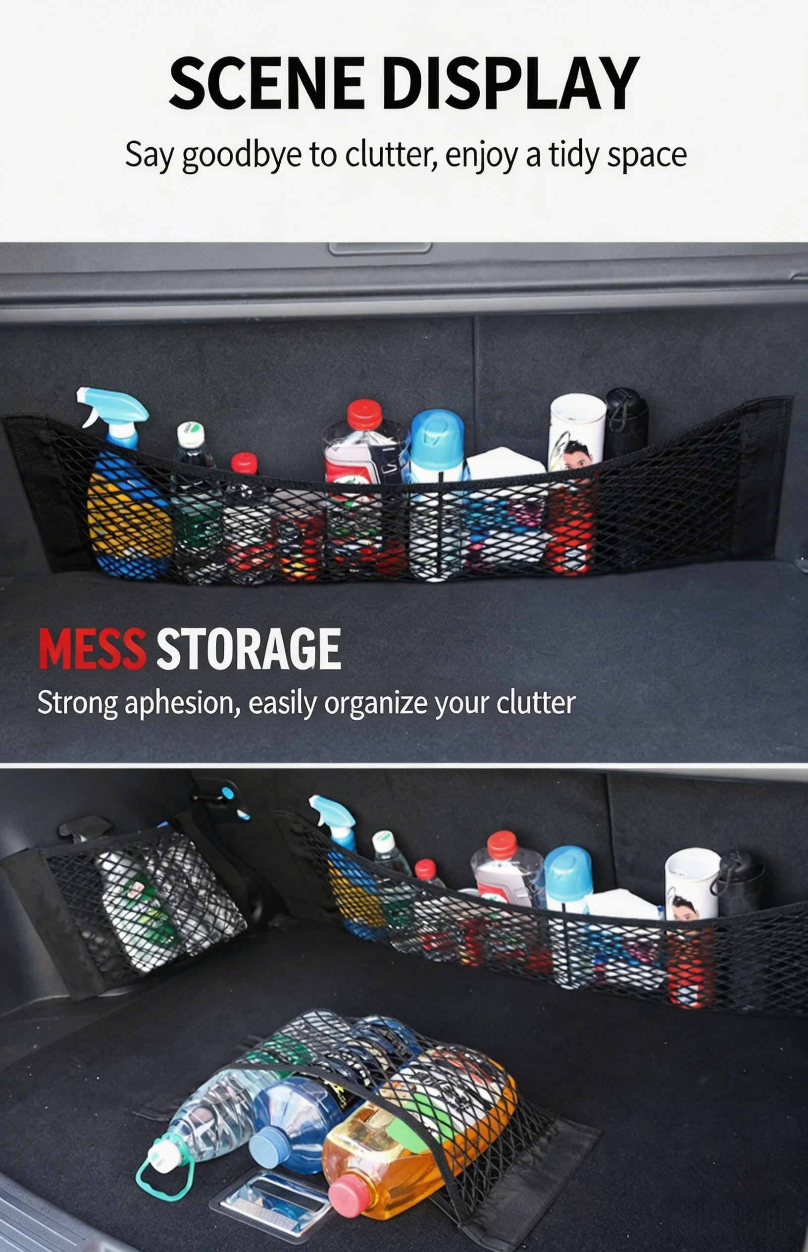 Universelles Auto-Kofferraum-Netz-Organizer Elastische Aufbewahrungstasche Halter SUV Hinteres Fach Tasche Auto-Tasche