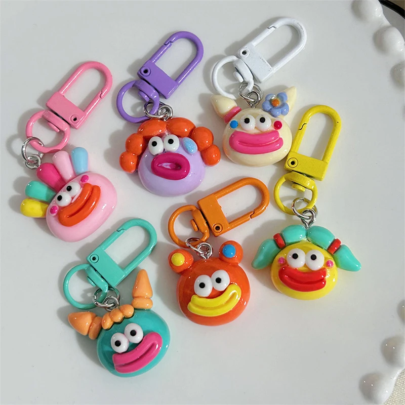 Fashion Cartoon Sausage Mouth Pendant Keychain Resin Funny Clown Big Mouth Keyring Couple Bag Hanging Decoration Accessories