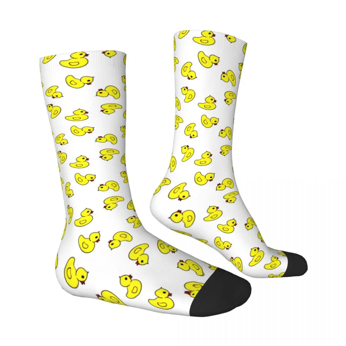 Medias de pato amarillo de dibujos animados, calcetines informales con diseño de patrón, calcetines antideslizantes de otoño, calcetines medianos suaves para escalar para hombres y adultos