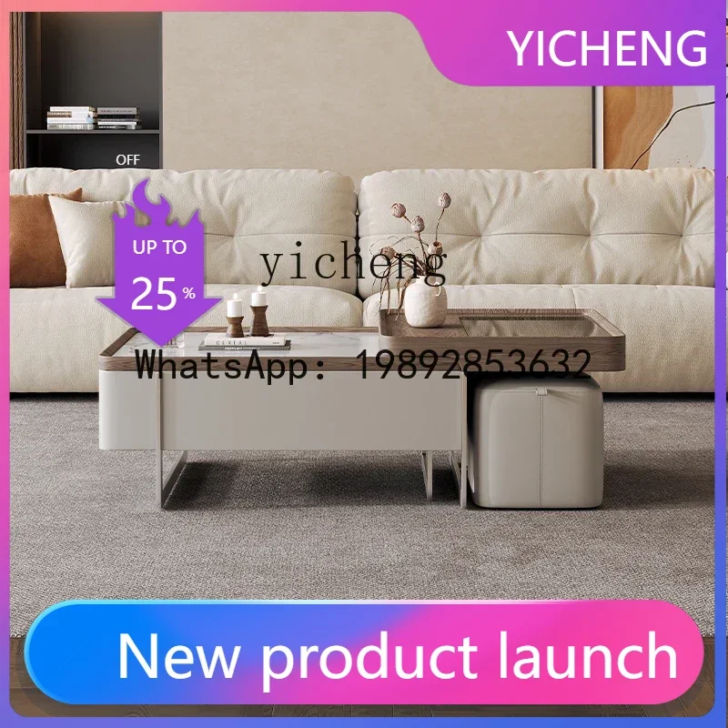 

LYY modern simple rock slab coffee table high-end home living room small apartment walnut rectangular coffee table