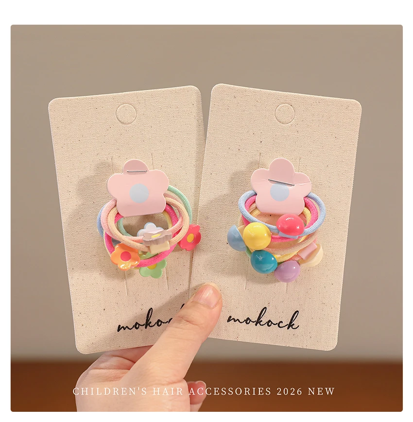 Niedliche Cartoon-Haargummis für Babys, Hochelastisch, Schonend für das Haar, Kleinkinder-Haargummis, Bunte Blumen- und Bonbon-Designs, Haaraccessoires für Mädchen – Detail 5
