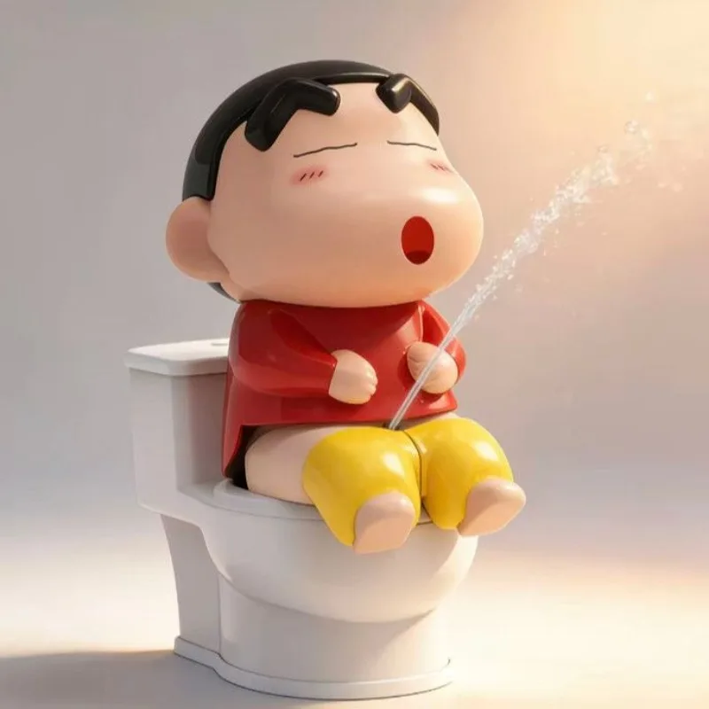 Crayon Shin-chan Water Squirt Toy Cute Creativity Toilet Modeling Water Spray Toy Creativity Decompress Desktop Ornament Gift #