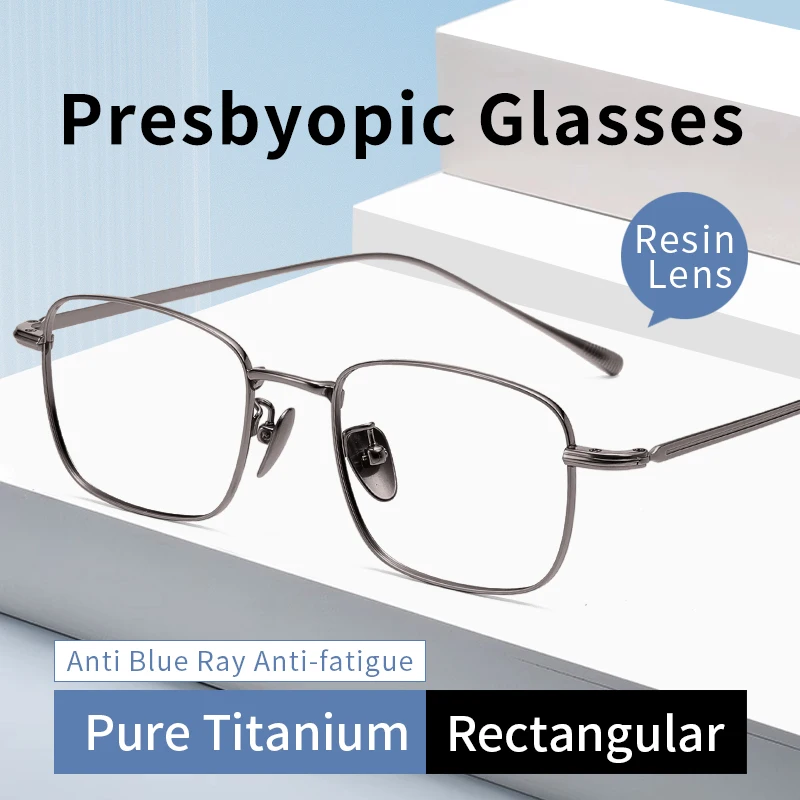 

Очки для чтения, блокирующие синий свет, защита от усталости глаз/бликов/УФ-излучения, оправа из чистого титана, очки для дальнозоркости с защитой от синего света