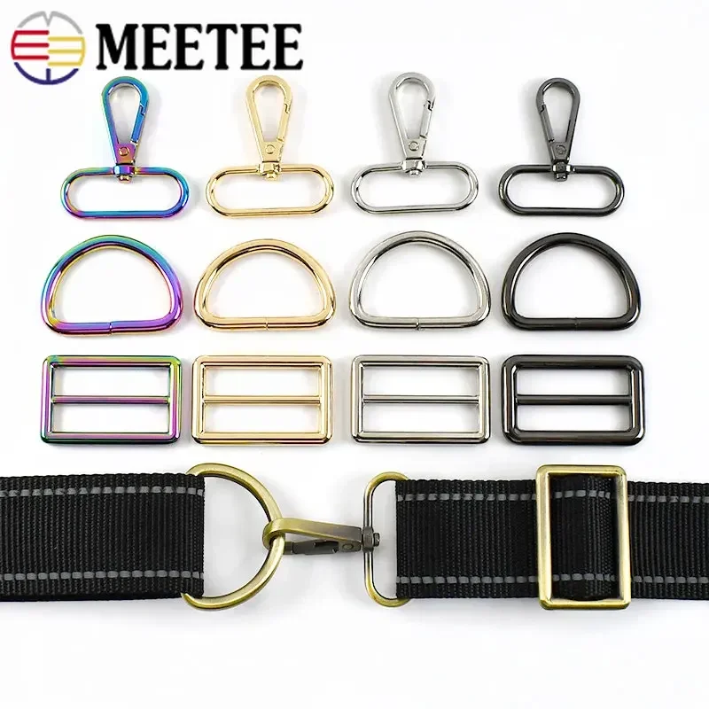 

5Sets Metal Buckles 20-38mm D Ring Swivel Loster Clasp Tri-Glide Carabiner Webbing Hook Bag Dog Collar Belt Hardware Accessories