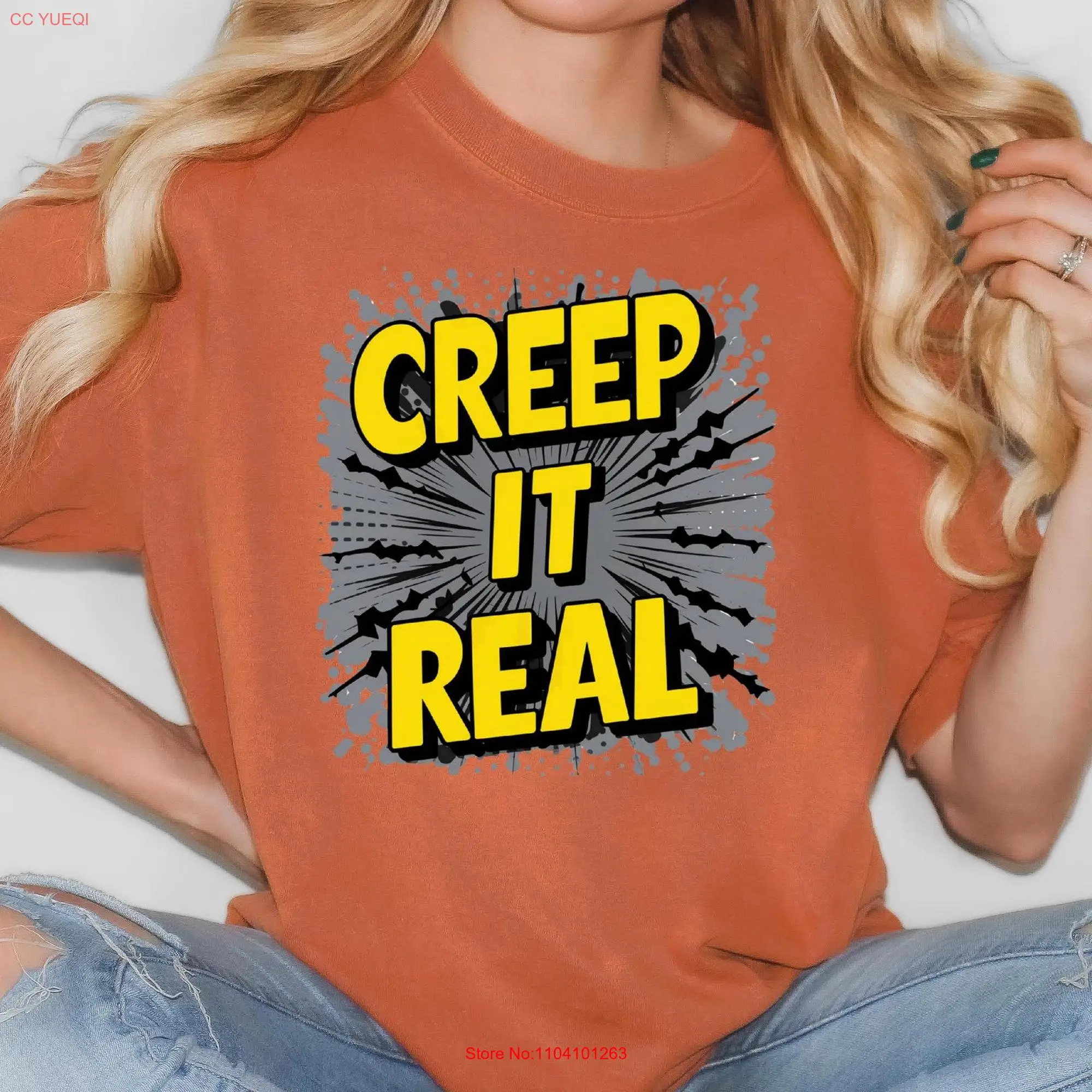 Halloween Comfort Colors T Shirt Creep It Real Retro Cute Fall Oversized Trendy long or short sleeves