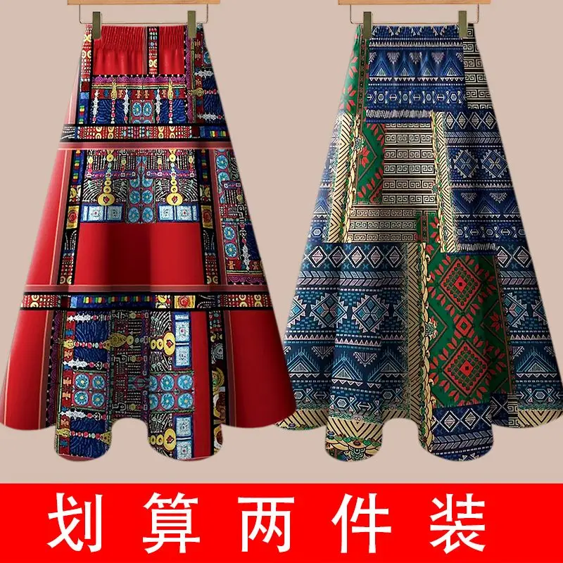 

The new foreign-style printing is beautiful, and the big swing skirt is thin and drape, covering the meat.
