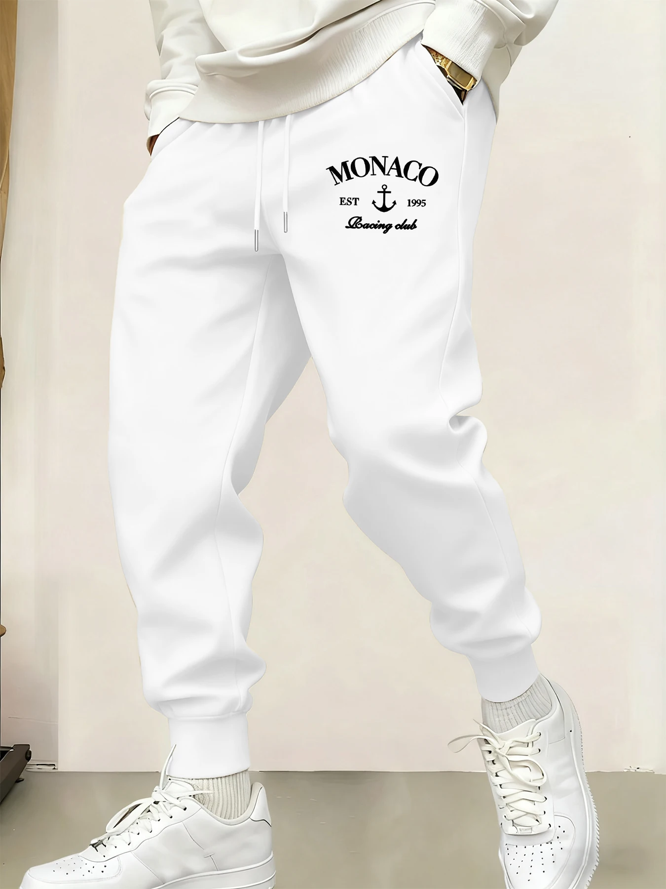 

Monaco Est 1995, повседневные базовые спортивные штаны с принтом, мужские уличные удобные длинные брюки, флисовые брюки с карманами, мягкие теплые спортивные брюки