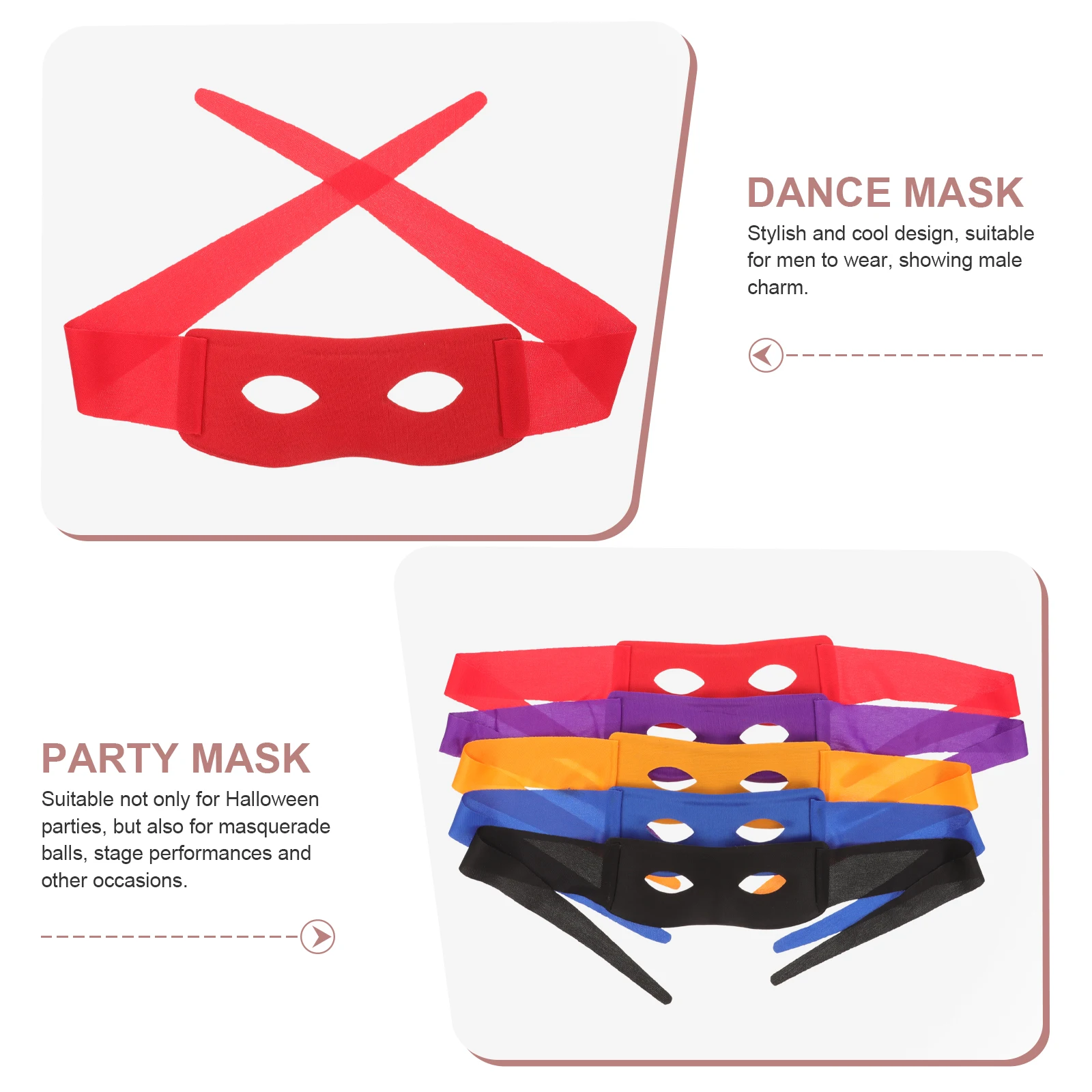 

5pcs Mask Half Face PVC Masks for Masquerade Party Carnival Halloween Male Cosplay Half Face Mask Costume Accessories