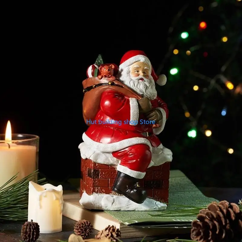 T21C Christmas Decorations Standing Sitting Santa with Gift Holiday Table Decor