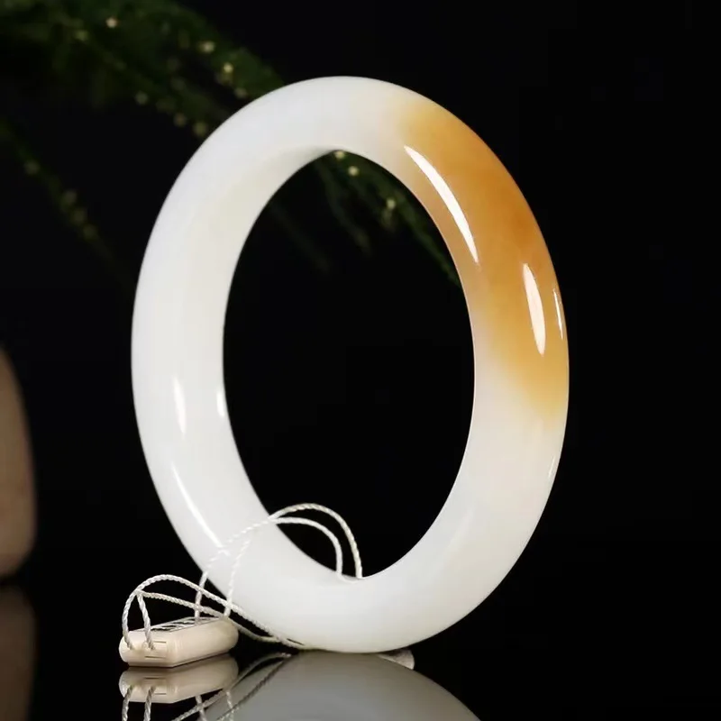 Natural White Jade Bangle Women Healing Gemstone Fine Jewelry Genuine Nephrite Hetian Jades Bangles Round Bracelets Ladies Gifts