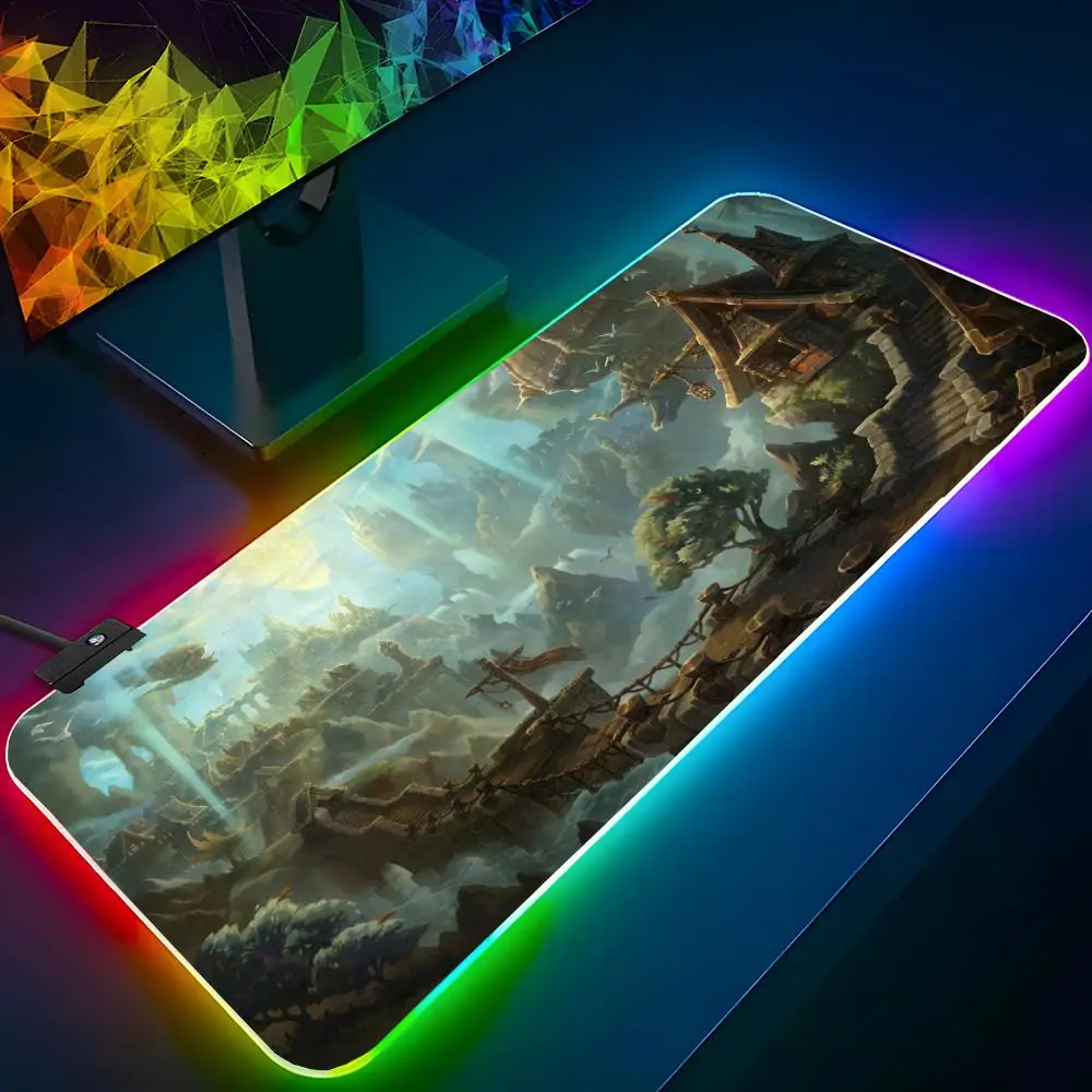 

W-World Of Warcraft Mouse Pad RGB Backlit Mouse Pad Laptop Mouse Pad Laptop Gamer Computer Desk Gaming Accessories