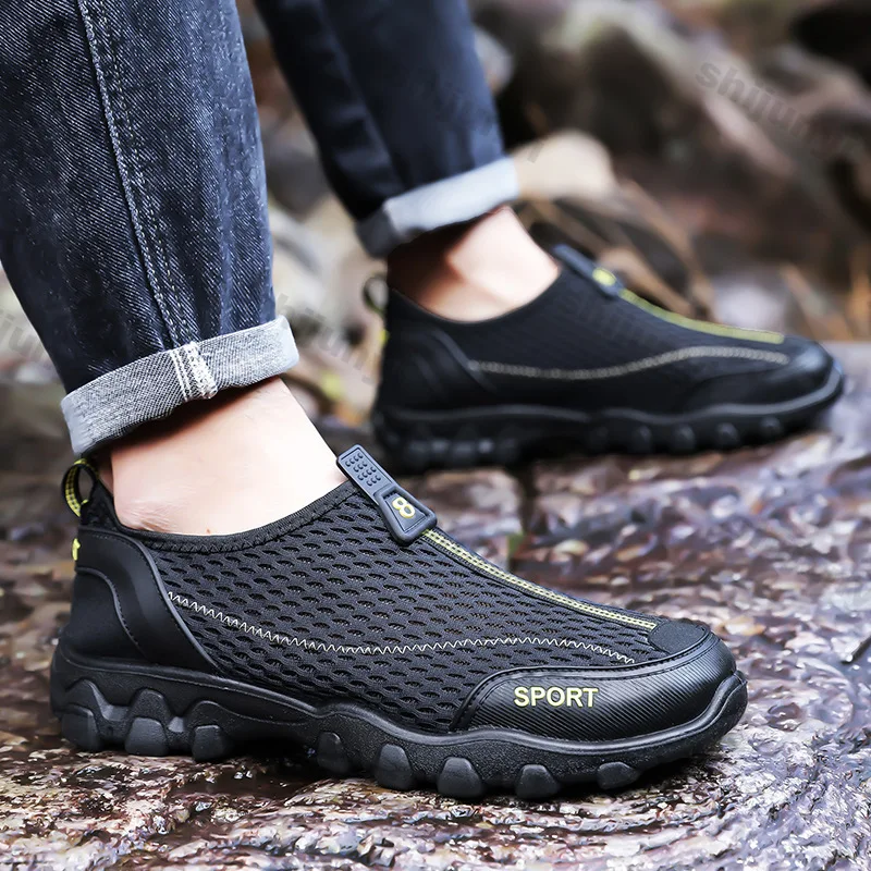 

Men's Large Size Hiking Shoes 2025 Summer Breathable Mesh Outdoor Beach Shoes Lightweight Comfortable Casual Sport Shoes