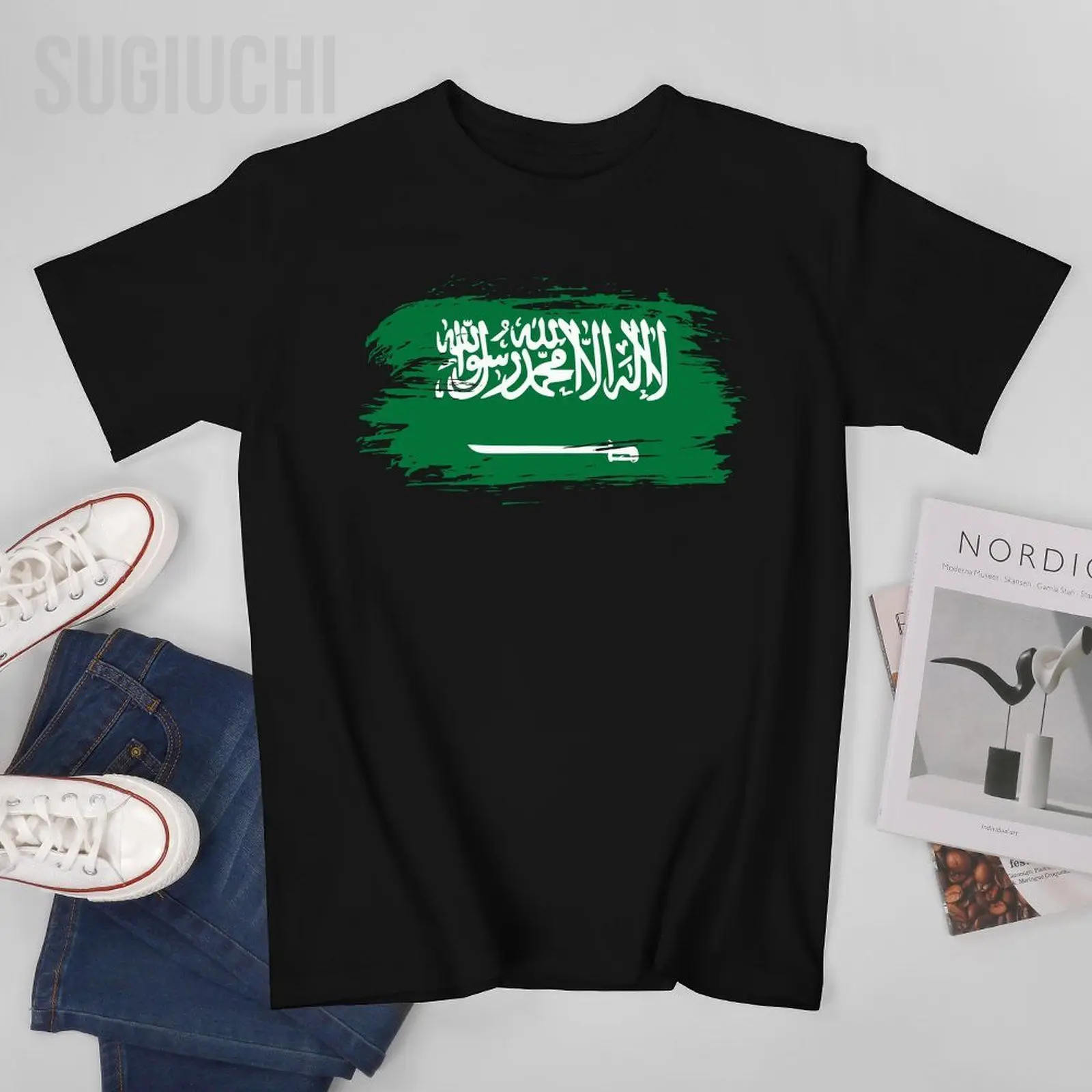 Men Short T-Shirt Outfit Flag I Love Saudi Arabia Tshirt Tees O-neck T Shirts Women Boys 100% Cotton Unisex Nation All Seasons