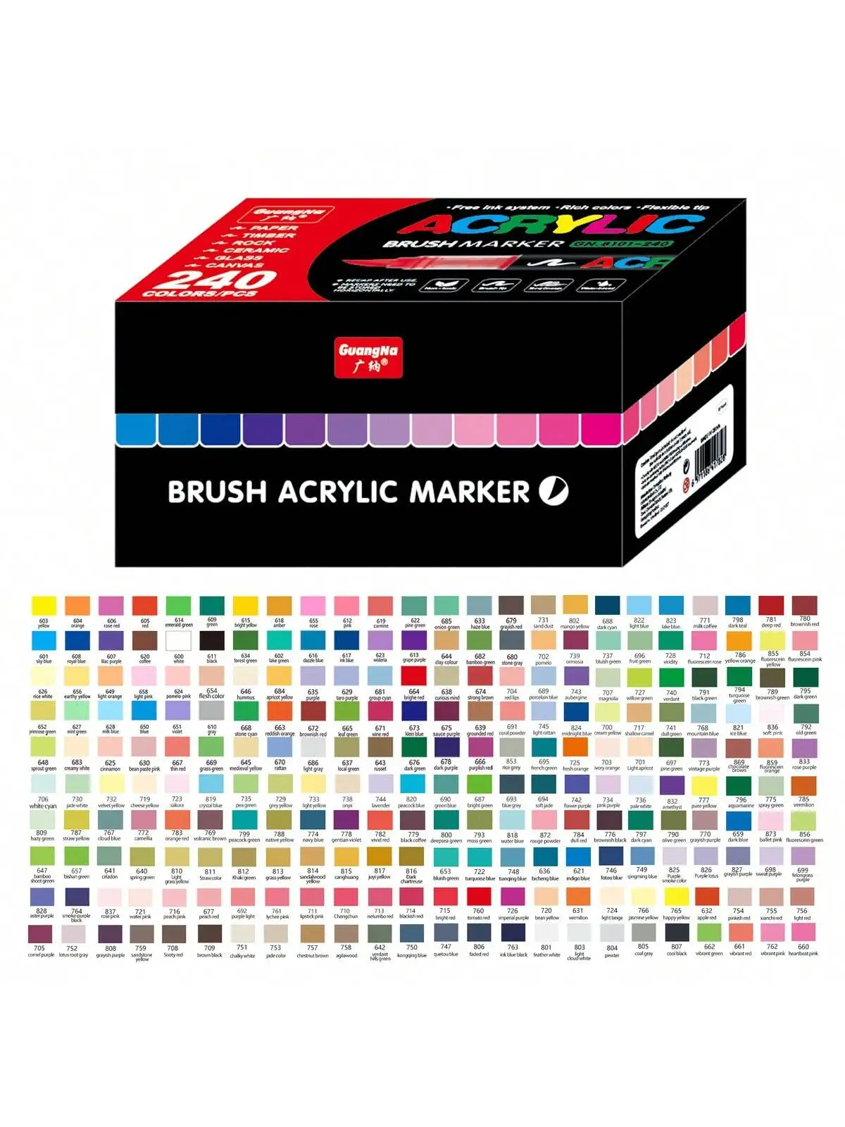 GuangNa 12/24/72/168/288 Kleuren Acrylverfmarkers, Zachte Penseel Studenten Graffiti Schilderstiftenset, Festival Cadeau DIY Markers