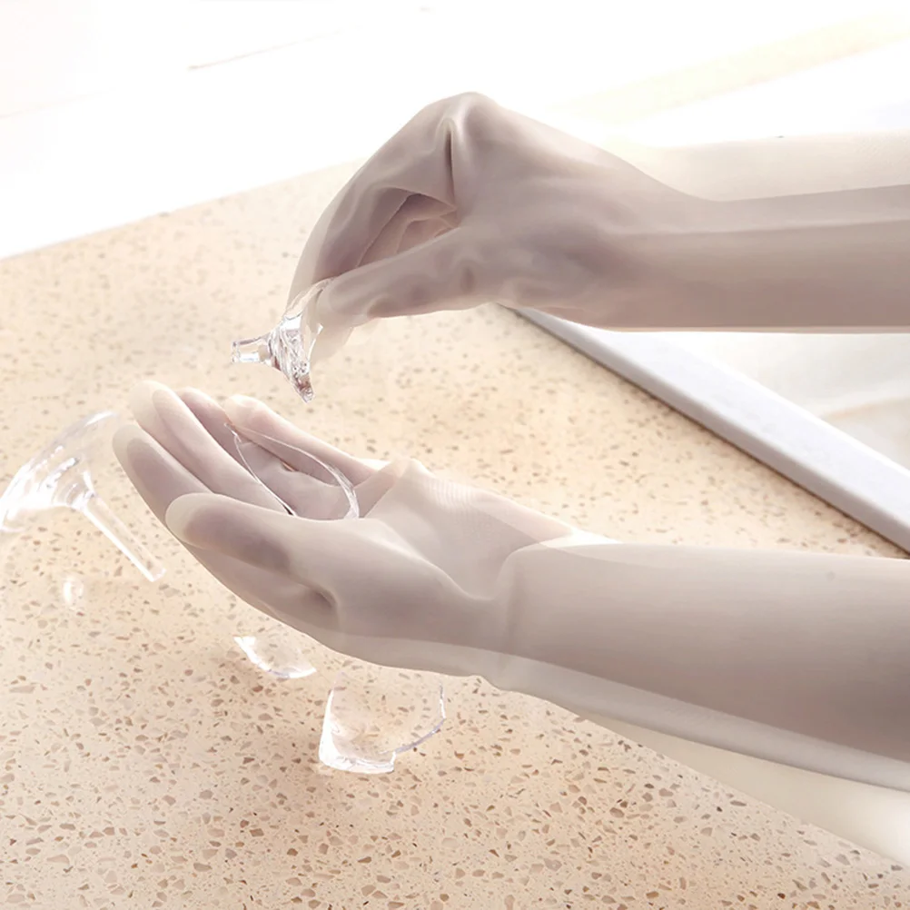 

1 Pair Reusable Translucent Kitchen Cleaning Gloves L Size Household Waterproof Protective Pvc Dishwashing Gloves For Car