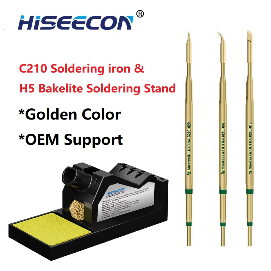 HISEECON H5 Multifunctional Bakelite Soldering Iron Holder, 5-Hole Heatproof Insulated Stand Rack for Station Accessories & Work