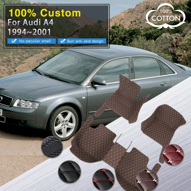 

Quality RHD Car Mats For Audi A4 B5 8D 1994~2001 Carpet Pad Auto Interior Part Luxury Leather Mat Full Set Durable Floor Rug Car