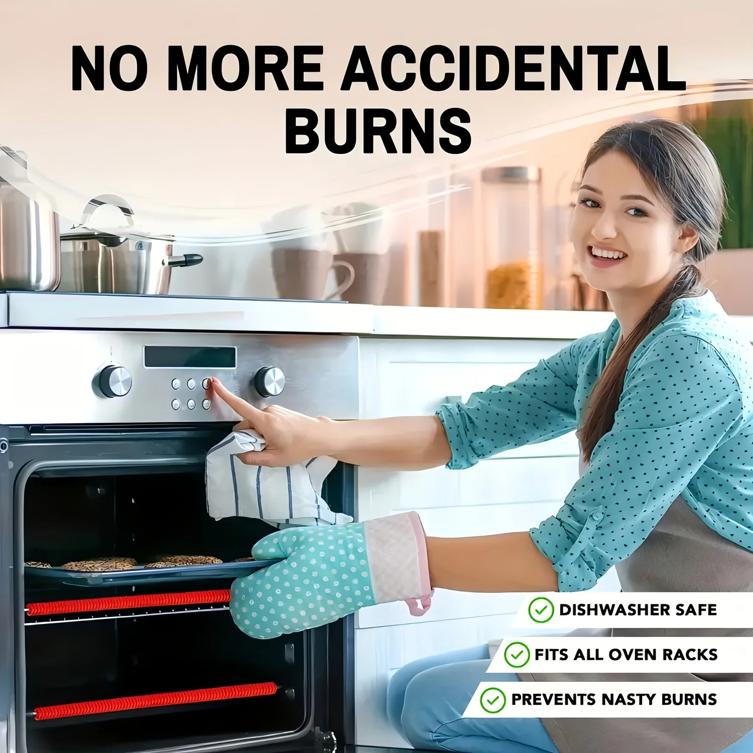 2 Pack Silicone Oven Rack Edge Guards Heat Resistant 14 Inch Burn Prevention Kitchen Safety Tool for Oven RV and Home Cooktops