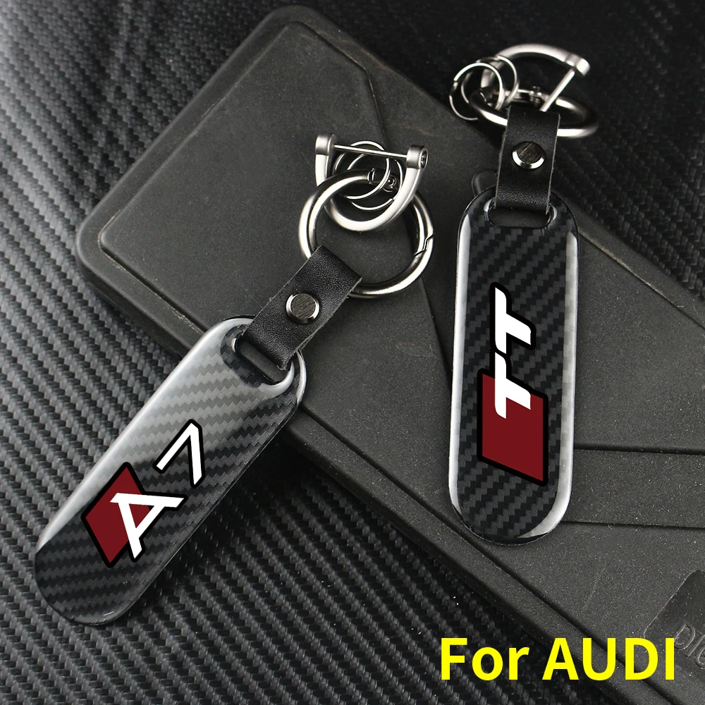 

Carbon Fiber Car Keychain Key Chain Pendant Keyring Horseshoe Buckle For AUDI A1 A2 A3 A4 A5 A6 A7 A8 RS TT Auto Accessories