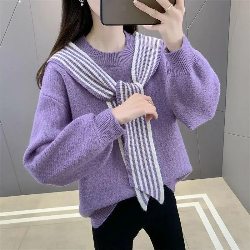 Red Loose Sweater Women's Autumn and Winter New Korean Version Soft and Thick Knitted Sweater Top
