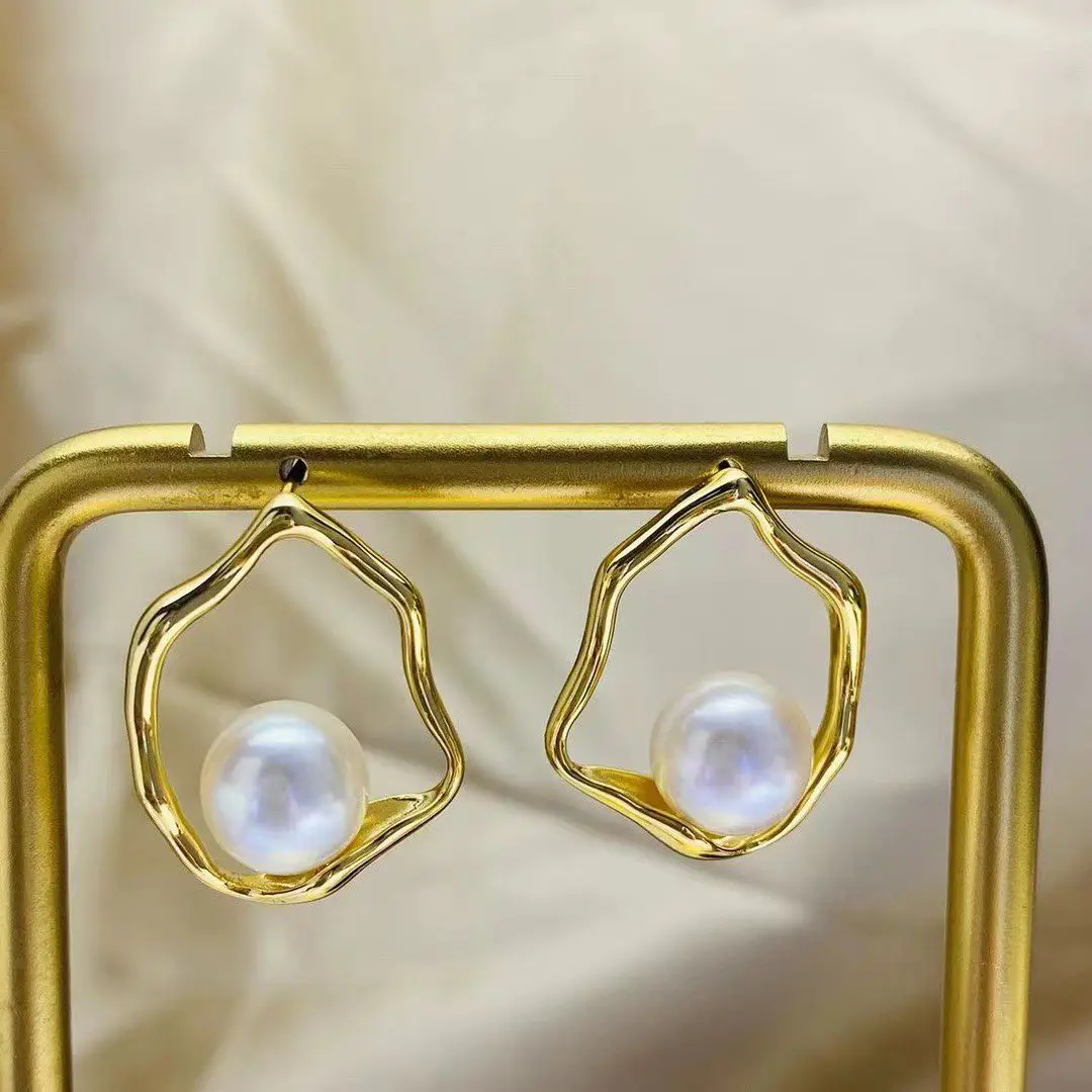 Wholesale S925 Sterling Silver Earrings Mount Findings Settings Base Mounting Parts Accessory for 8-9mm Pearls 5 pairs/lot