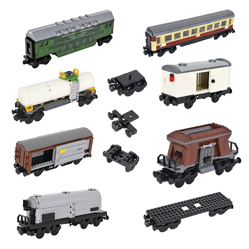 MOC City Creative Cargo Train Rheingold Double-decker Transport Vehicle Building Block Bricks 60052 60336 DIY Technical Kids Toy