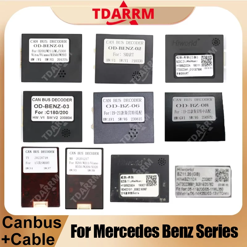 For Benz VITO/W203/SMART/C180/C200/Sprinter/W211/B200//ML350/R350 Android Car Radio Canbus Box Decoder Adapter Power.