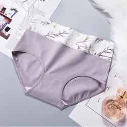 Printed Cotton Triangle Women's Panties Lady Underwear Cute Girls Breathable Seamless High Waist Briefs Woman Lingerie Intimates