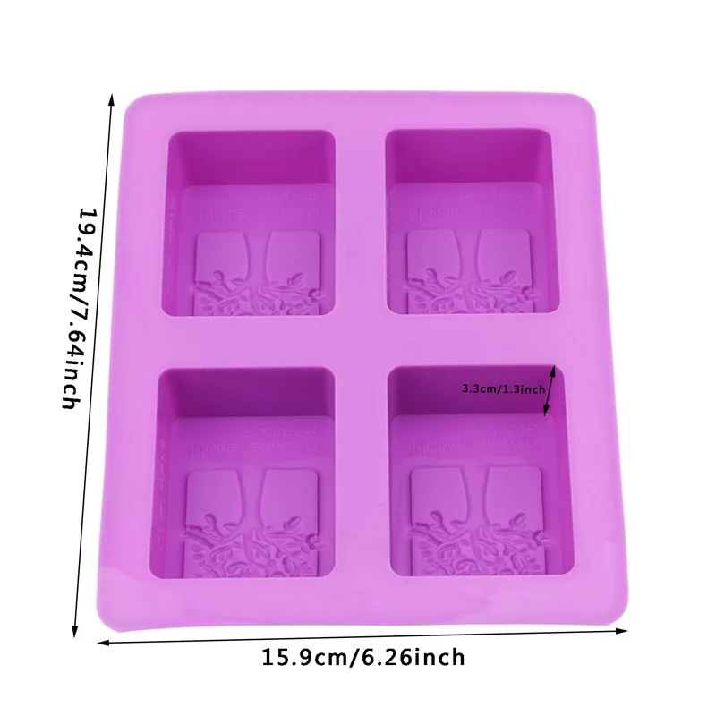 Party Dessert Silicone Mold Tree Shape 4 Hole Square Soap Mold Crafts Chocolate Cake Molding Handmade Tools 2024