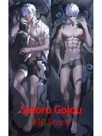 Dakimakura Satoru Gojou anime body hugging pillowcase with long pillows around the perimeter