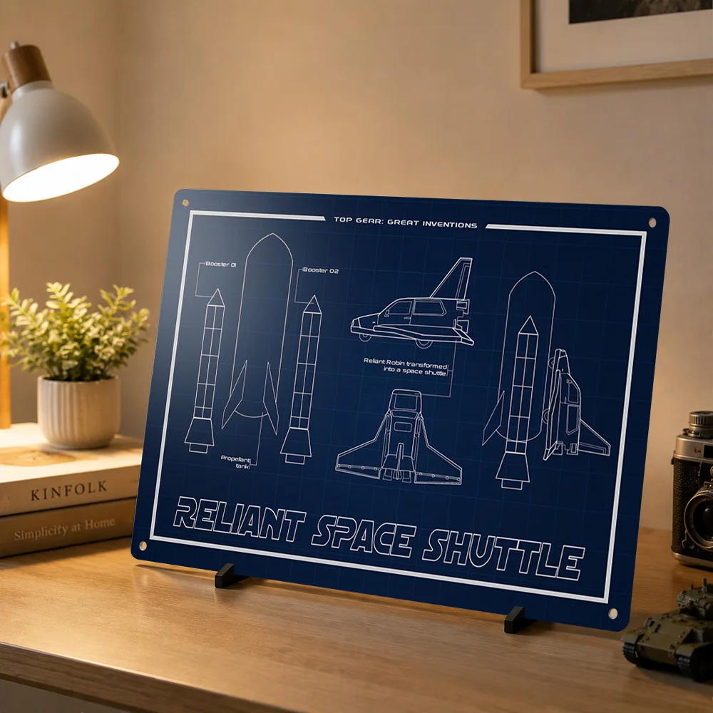 Reliant Robin Space Shuttle Metal Poster Perfect Gift for Fans Lovers Personalized Wall Art Metal Sign for Home Deco House Decor