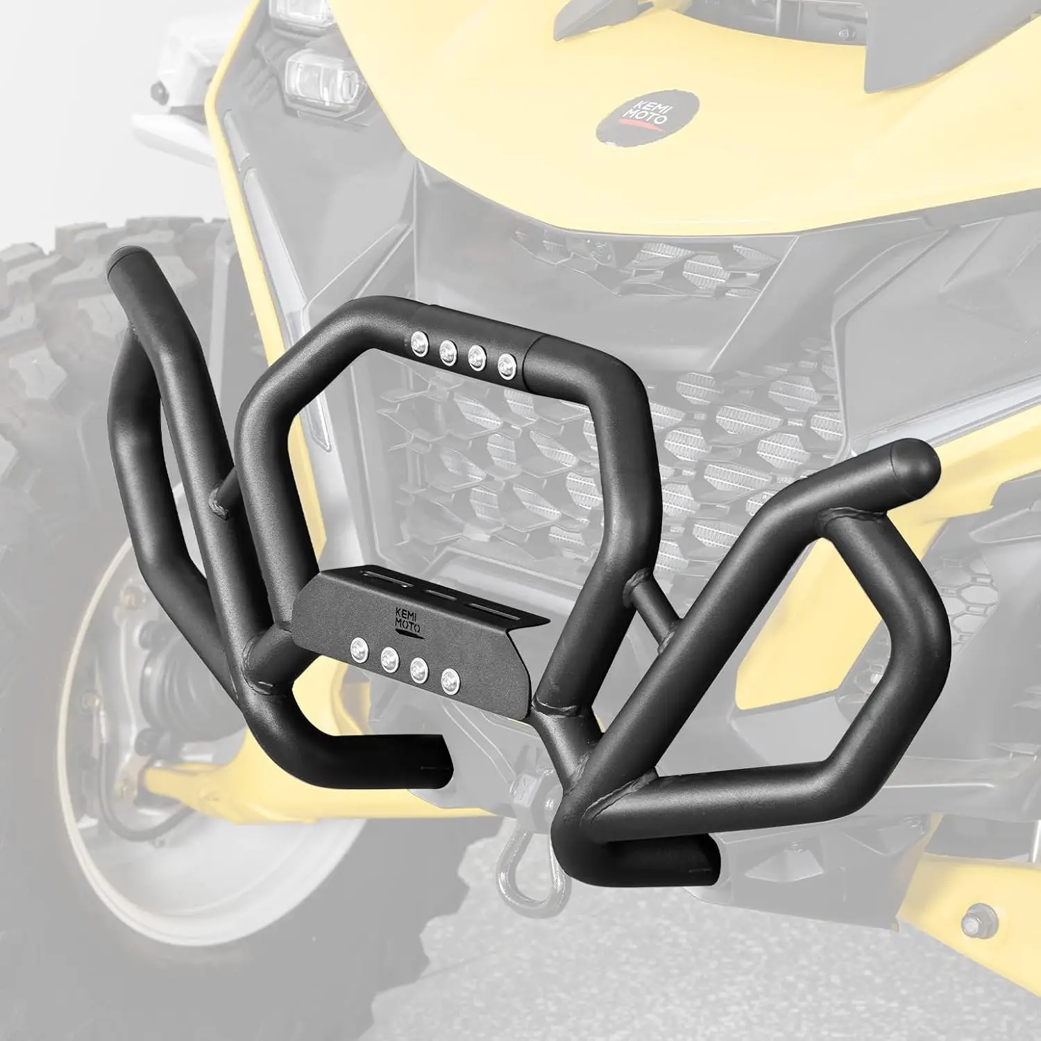 Front Bumper Compatible with Can Am Maverick R 2024 2025 Black Combined Front Brush Guard Protector Coverage Full End Protection Accessories Replace 715010071
