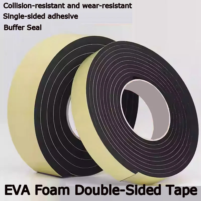 شريط سميك من إسفنج EVA أسود من جانب واحد للأبواب والنوافذ، عازل للصوت، ختم مقاوم للغبار، صدمة ميكانيكية وتأثير #1