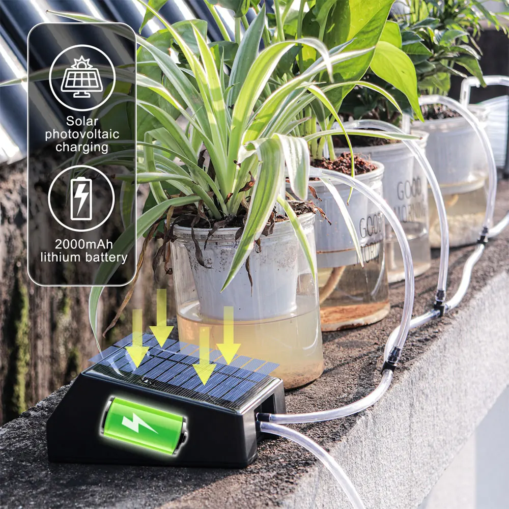 Solar Power Timer Automatic Drip Irrigation Device for Garden Plants Bonsai Watering System 1/4\