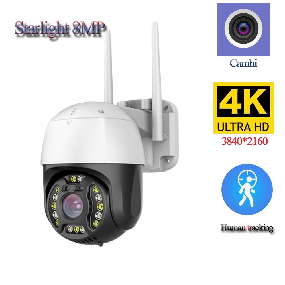 4K H.265 8MP Starlight bezprzewodowa kamera sieciowa CCTV prędkość kopuła WIFI IP bezpieczeństwo w domu kamera Sony IMX415 RTSP dwukierunkowe Audio