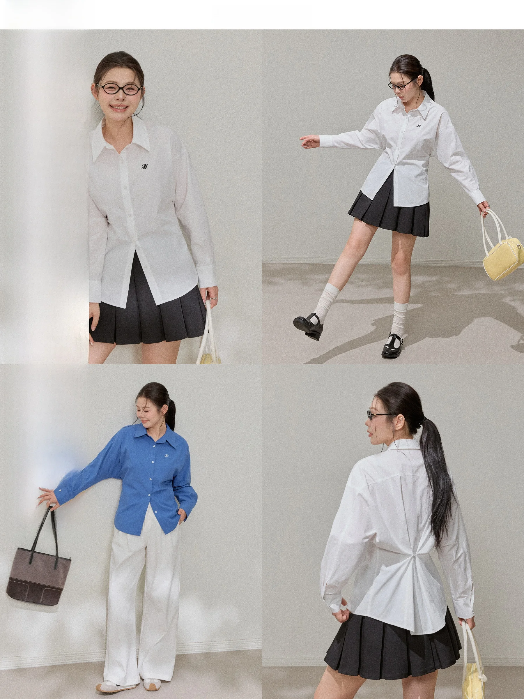 

JULULOOK Studio «Девочка и поэта» больших размеров irt Ba Bule Waist из хлопка Long Sve Simple Sle для повседневного ношения