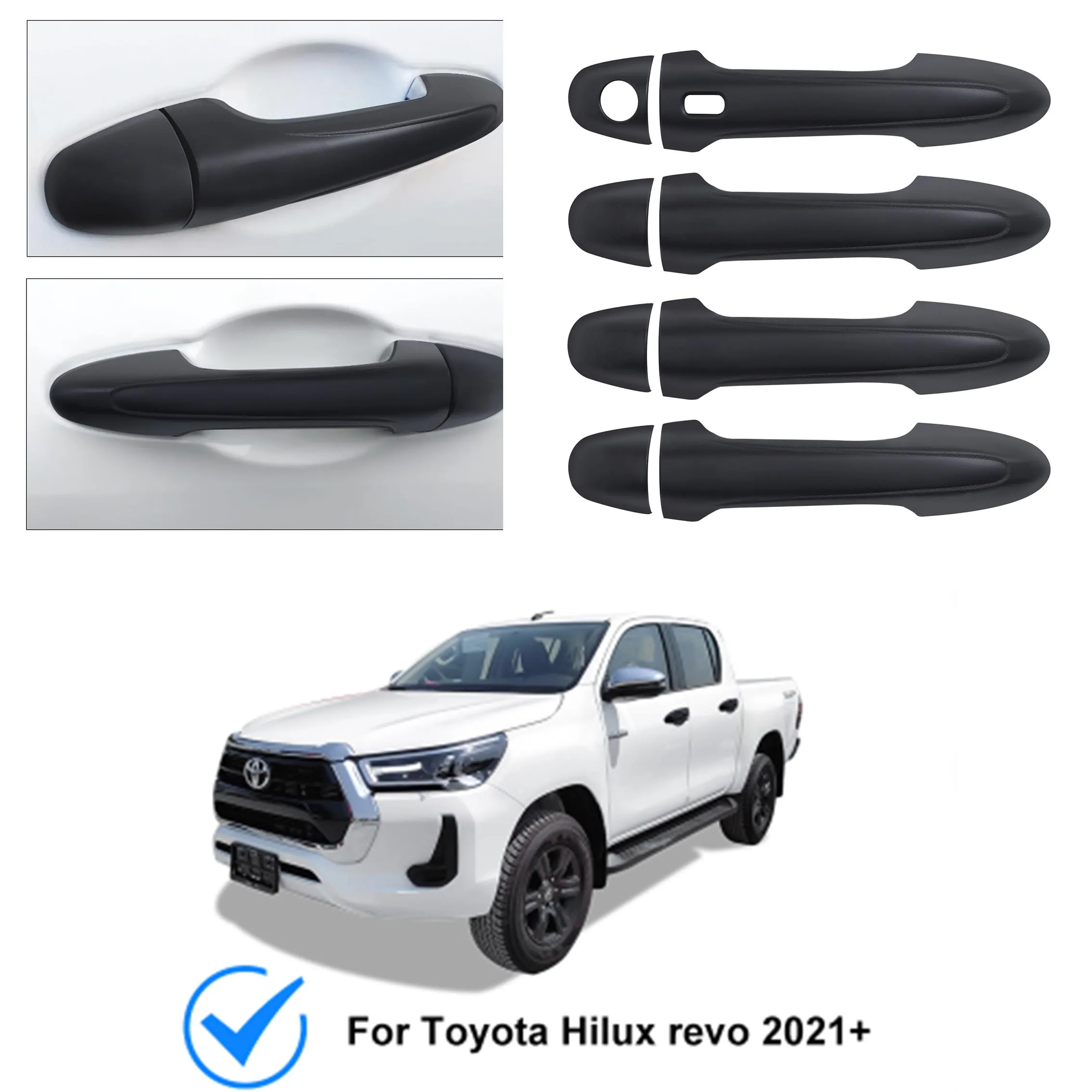 

Door Handle Protector Cover Trim Door Handle Cover For Toyota Hilux Revo 2021 2022 2023 20224 4X4 Car Accessories