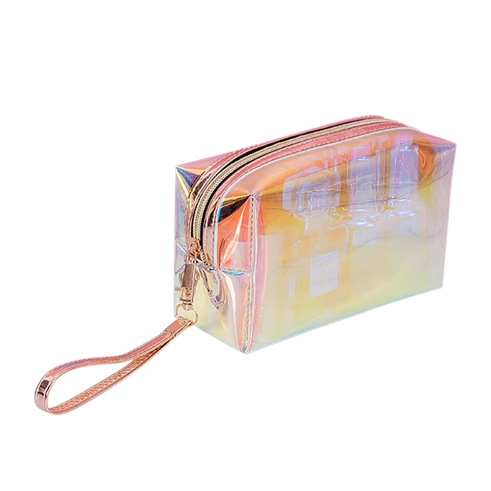 Cosmetic Bag Laser Cosmetic Bag Glitter Travel Accessories Girls Toiletry Bag Airplane Transparent Holographic Makeup Bag