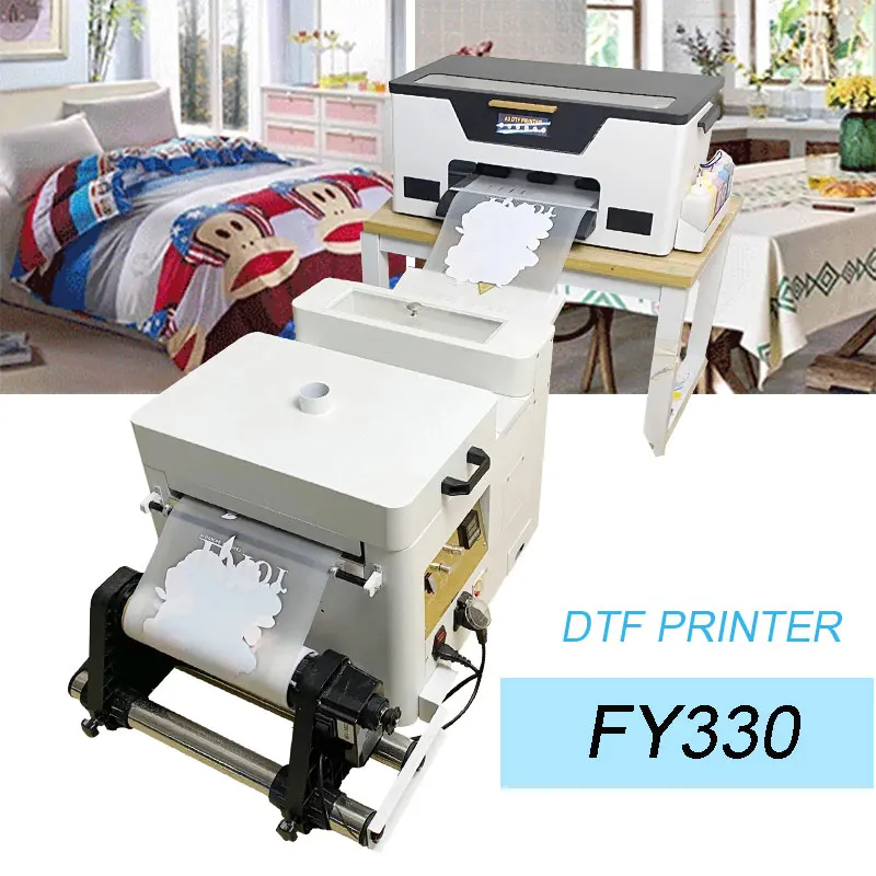 Roll Feed Long Service Life Single XP600 Printhead FY330 Inkjet Printer A3 Auto Hat Cotton 30cm Commercial Printing Machine