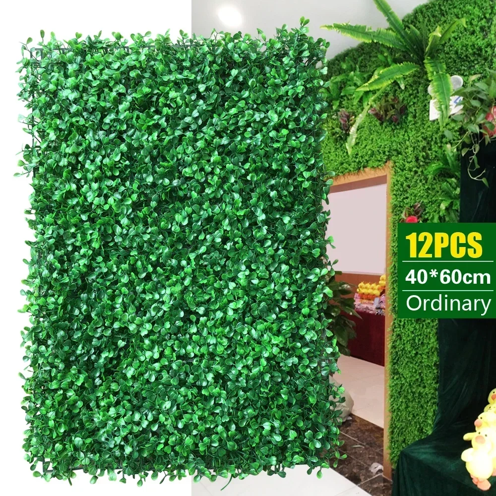 

12Pcs Artificial Flower Mat Panel Fake Fence for Home Garden Yard Wall Decor Festival Party Scene Leaves Panels Boxwood Grass