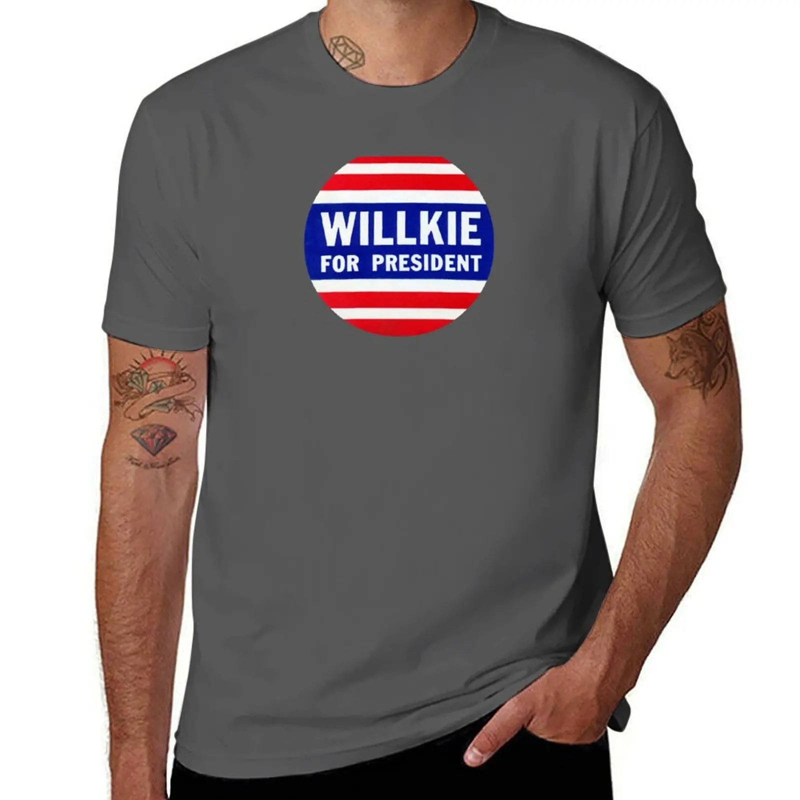

1940 Wendell Willkie For President T-Shirt Short sleeve tee customs mens white t shirts