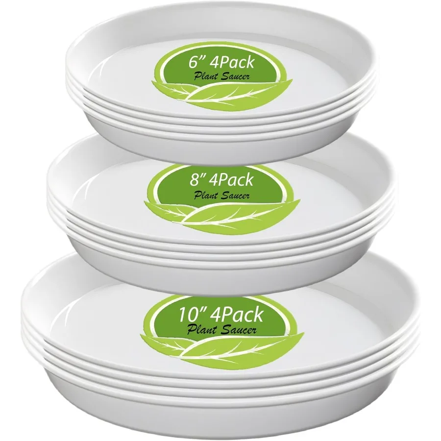 

6 8 10 inch Plant Saucer 12 Pcs Heavy Sturdy Plastic Planter Trays Pot Tray for Indoor Outdoor Plant Water Plate Drip Trays for