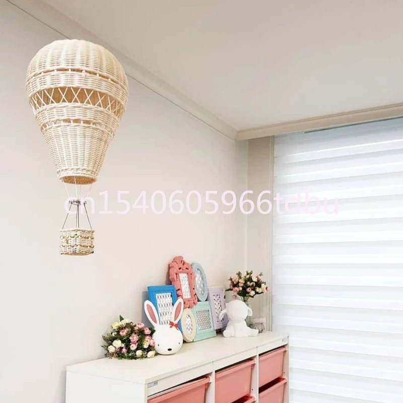 Aerostatic Balloon Decoration Kids Room Props Rattan Nursery Rattan Kids Decor Hot Air Balloon Rattan Baby Room Decoration