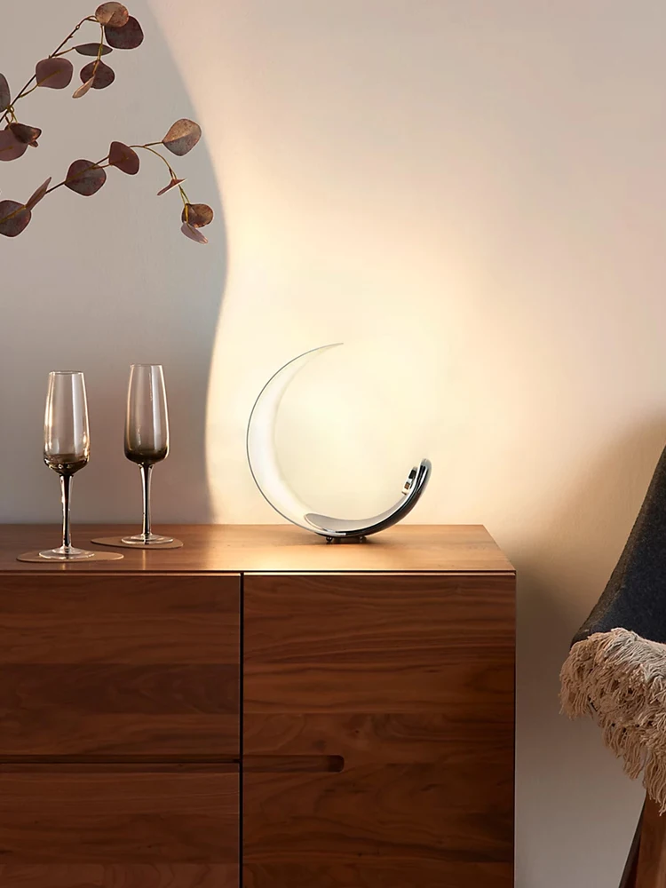 Creative half-moon desk reading table lamp modern simple bedroom bedside led touch table lamp