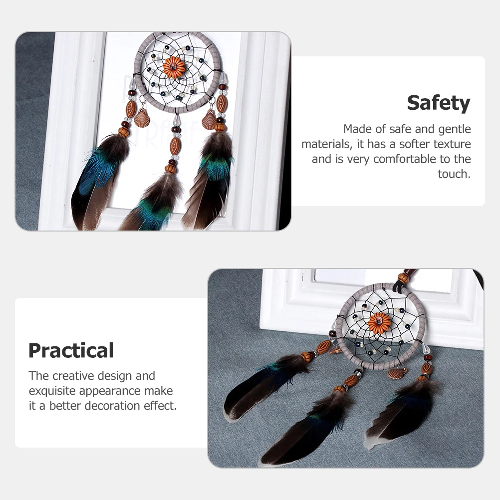 

2Pcs Plume Woven Wall Hanging Dream Catcher Vintage Home Decor Ornament Exquisite Craftsmanship Wall Dream Catcher
